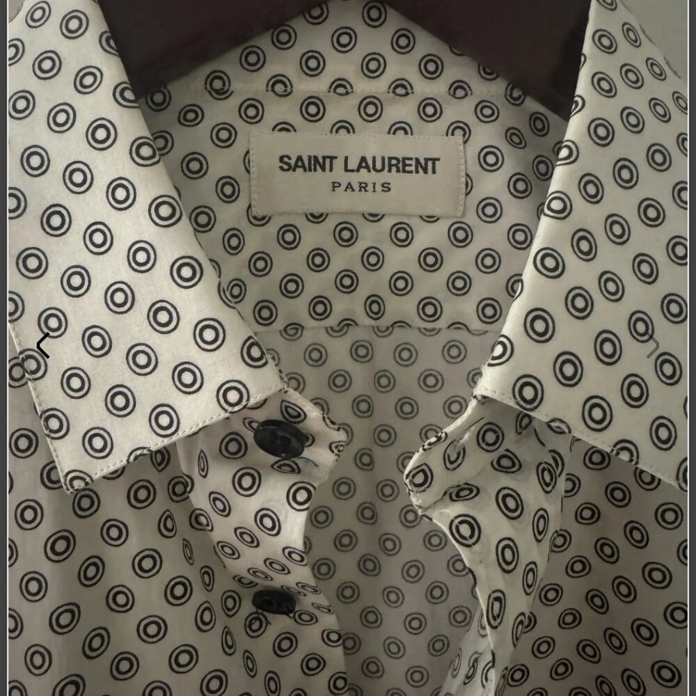 Saint Laurent Shirt Mens Designer Circle Dots 38/15